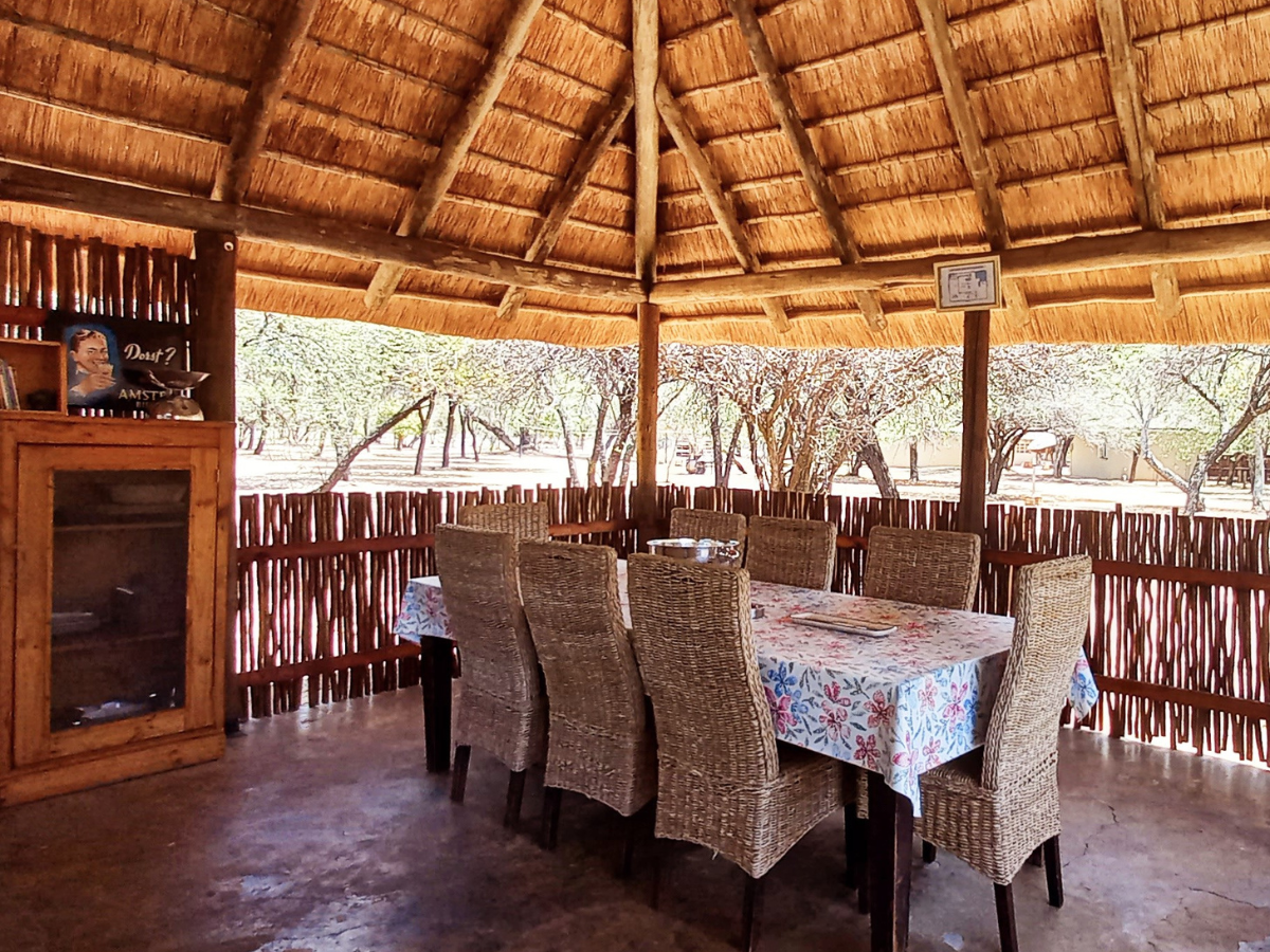 Outdoor kitchen fully equipped with garden view